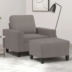 Banken*vidaXL Fauteuil met voetenbank 60 cm stof Taupe