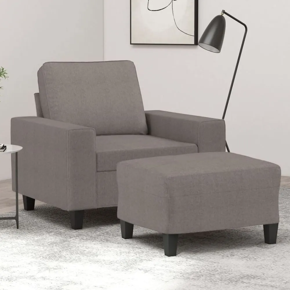 Banken*vidaXL Fauteuil met voetenbank 60 cm stof Taupe
