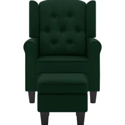 Stoelen*vidaXL Fauteuil met voetenbankje stof Donkergroen