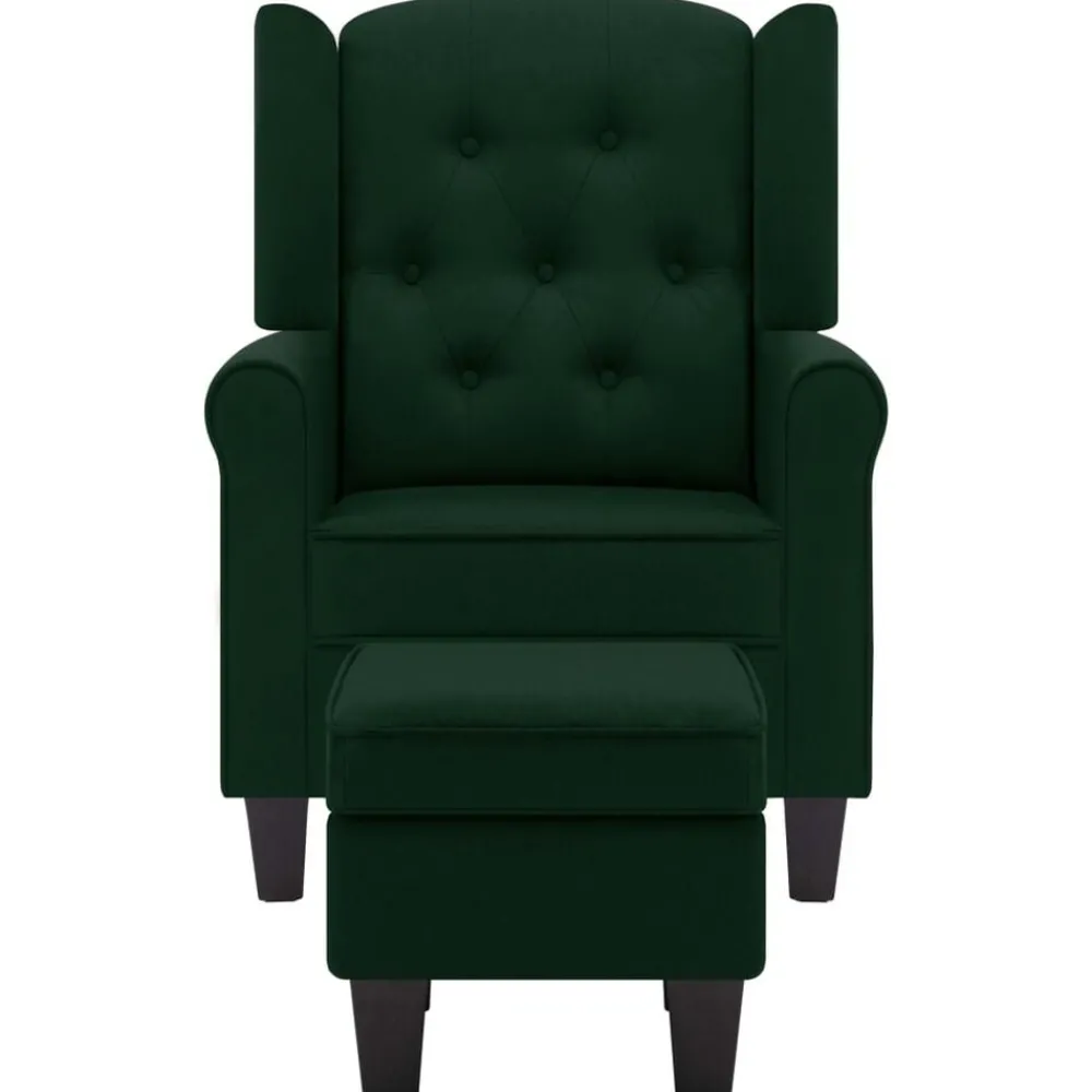 Stoelen*vidaXL Fauteuil met voetenbankje stof Donkergroen