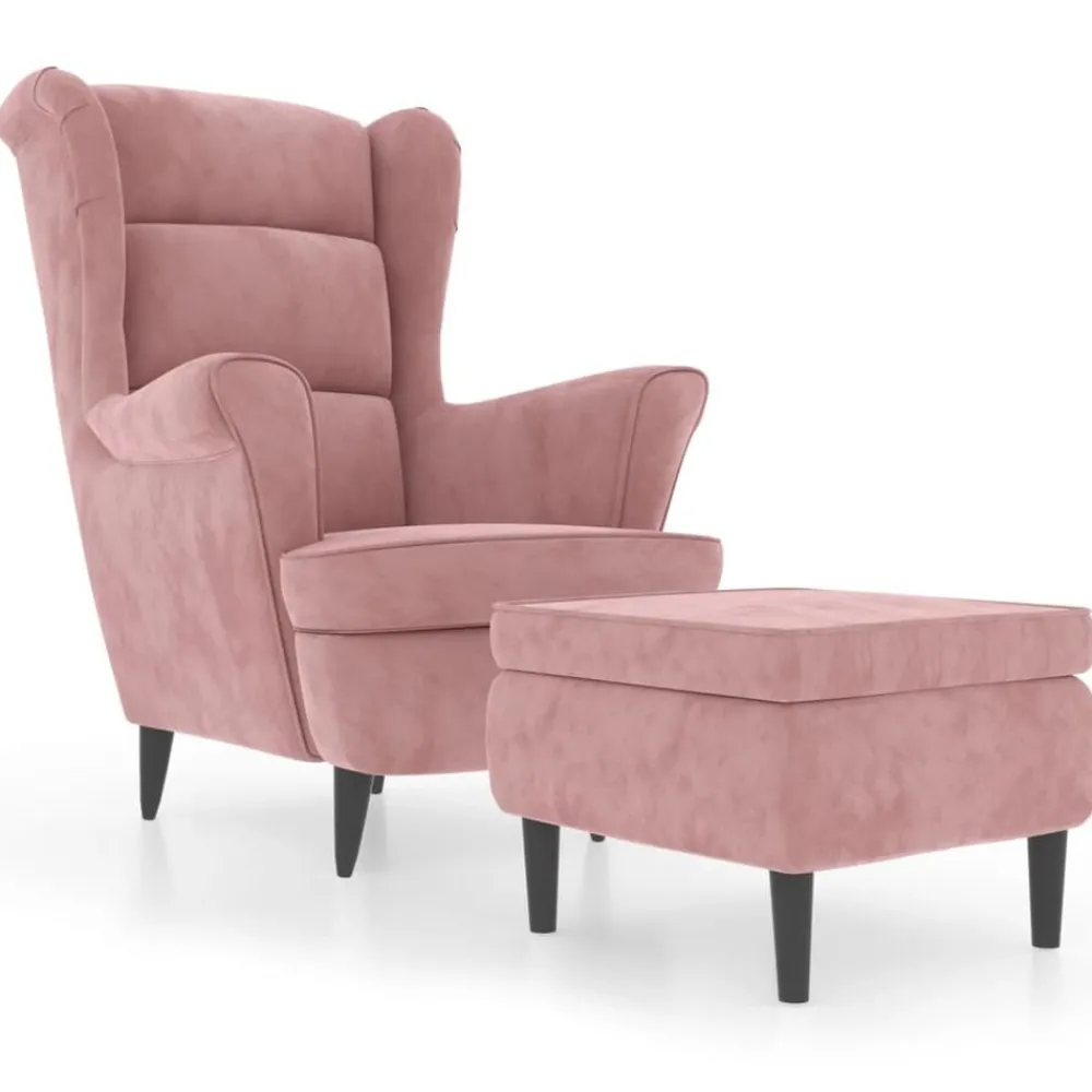 Stoelen*vidaXL Fauteuil met voetenbank fluweel Roze