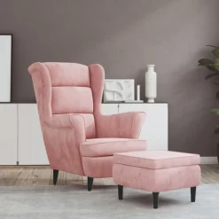 Stoelen*vidaXL Fauteuil met voetenbank fluweel Roze