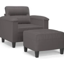 Fauteuil met voetenbank 60 cm kunstleer>vidaXL Discount