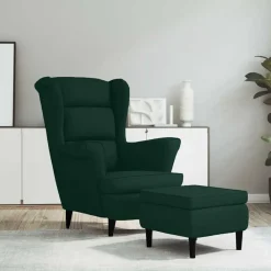 Stoelen*vidaXL Fauteuil met voetenbank fluweel Donkergroen
