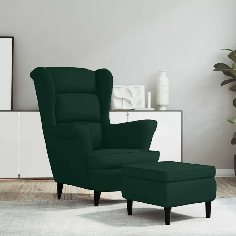 Stoelen*vidaXL Fauteuil met voetenbank fluweel Donkergroen