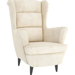 Stoelen*vidaXL Fauteuil met voetenbank fluweel crèmekleurig Crème