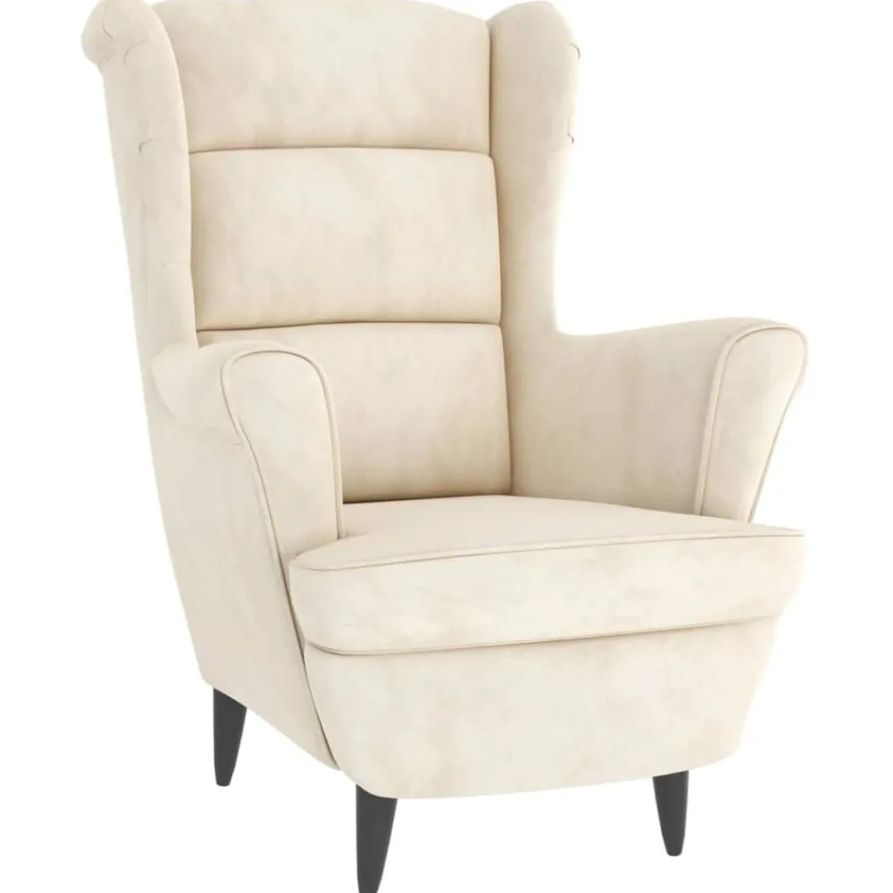 Stoelen*vidaXL Fauteuil met voetenbank fluweel crèmekleurig Crème