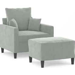 Fauteuil met voetenbank 60 cm fluweel zwart>vidaXL