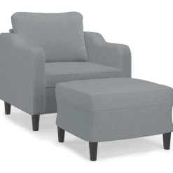 Banken*vidaXL Fauteuil met voetenbank 60 cm stof Lichtgrijs