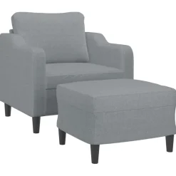 Banken*vidaXL Fauteuil met voetenbank 60 cm stof Lichtgrijs