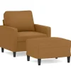 Banken*vidaXL Fauteuil met voetenbank 60 cm fluweel bruin