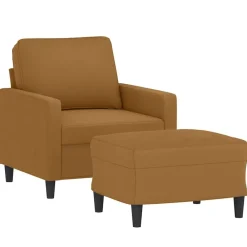 Banken*vidaXL Fauteuil met voetenbank 60 cm fluweel bruin