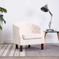 Stoelen*vidaXL Fauteuil stof Beige