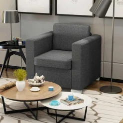 Stoelen*vidaXL Fauteuil stof Donkergrijs