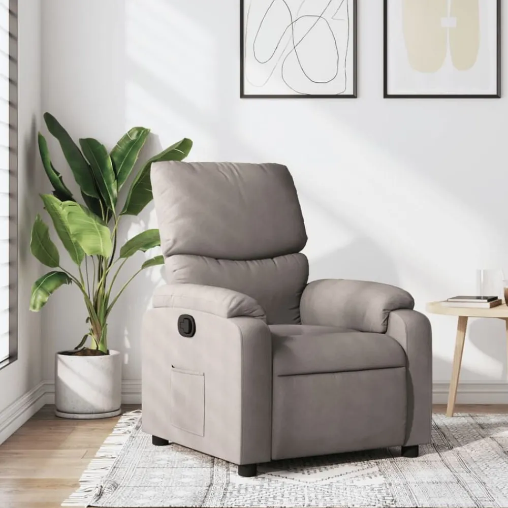 Stoelen*vidaXL Fauteuil verstelbaar stof Taupe