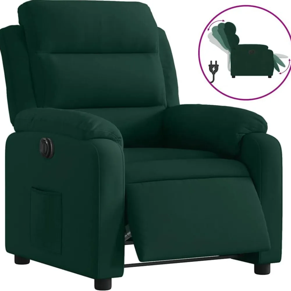 Stoelen*vidaXL Fauteuil verstelbaar elektrisch stof Donkergroen