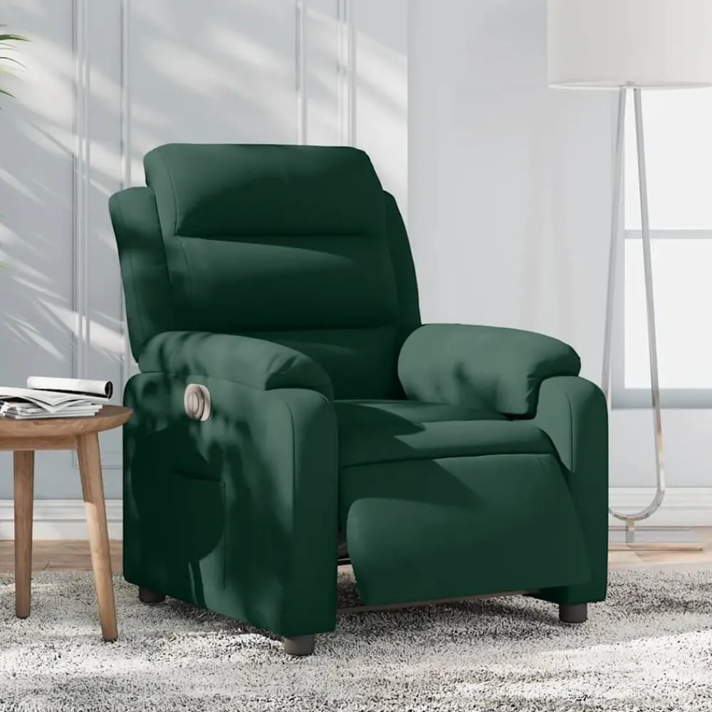Stoelen*vidaXL Fauteuil verstelbaar elektrisch stof Donkergroen