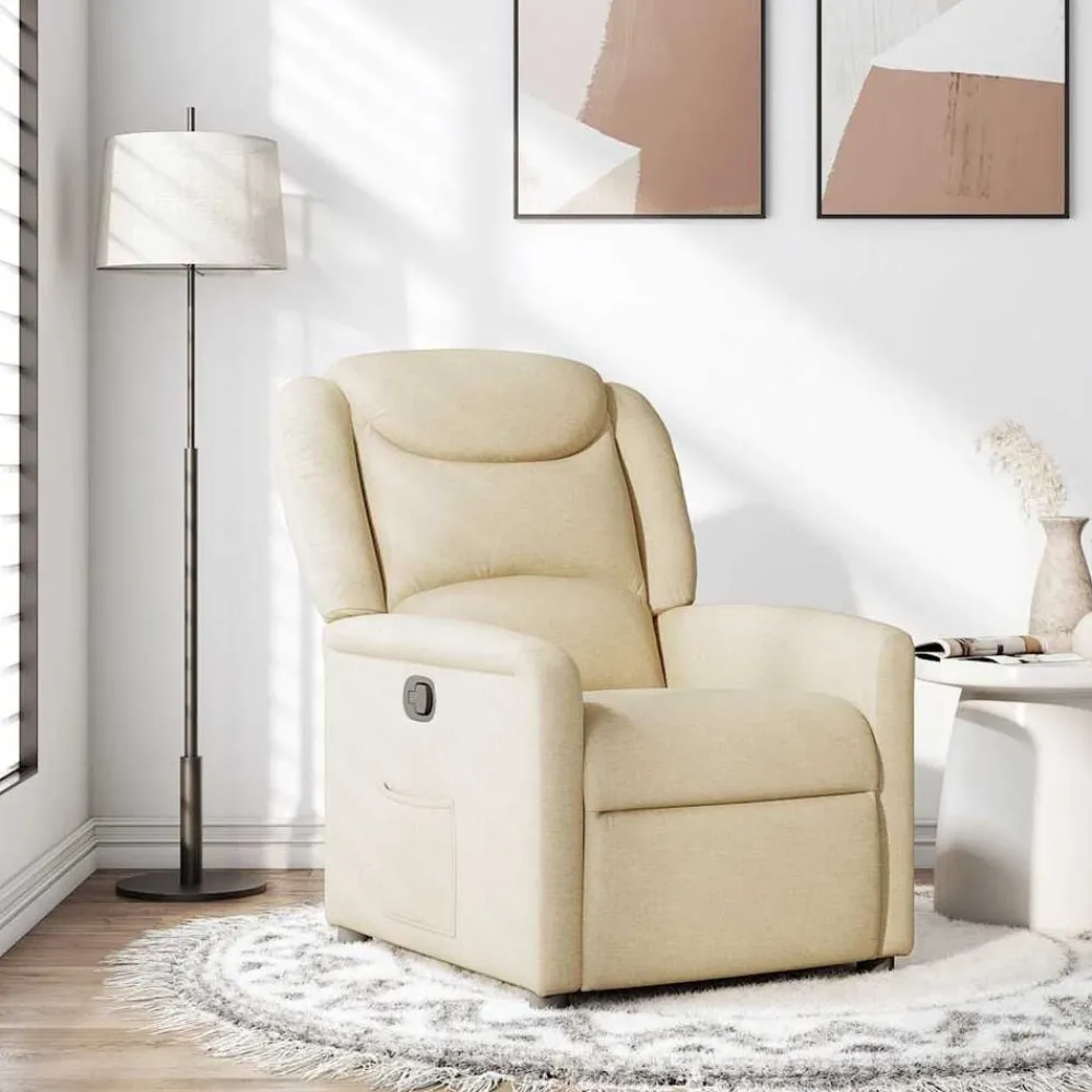 Stoelen*vidaXL Fauteuil verstelbaar stof crèmekleurig Crème