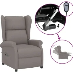 Stoelen*vidaXL Fauteuil verstelbaar elektrisch stof Taupe