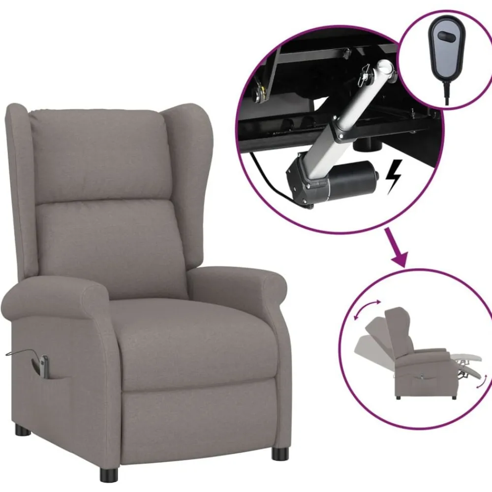 Stoelen*vidaXL Fauteuil verstelbaar elektrisch stof Taupe