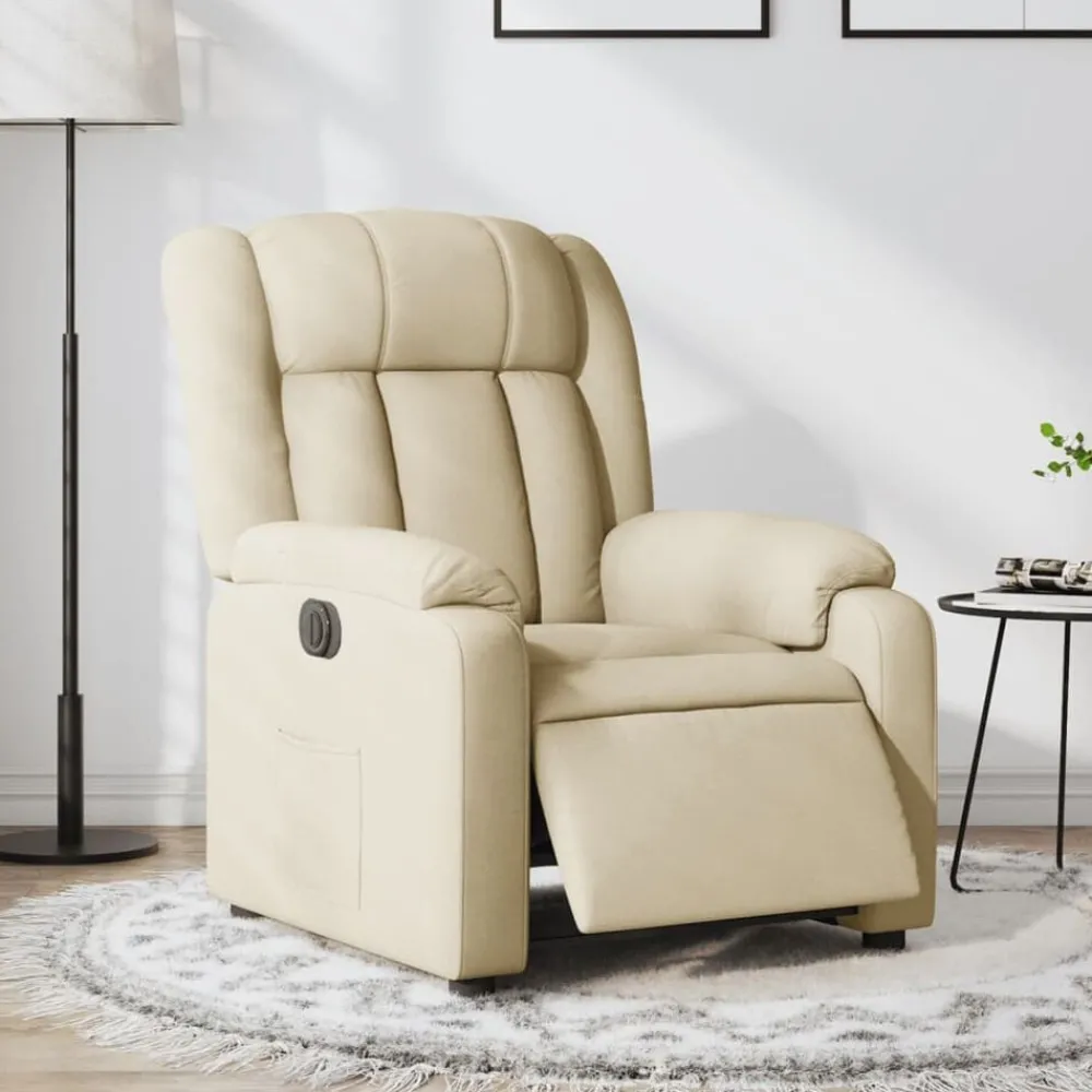 Fauteuil verstelbaar elektrisch stof crèmekleurig>vidaXL New