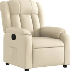 Fauteuil verstelbaar elektrisch stof crèmekleurig><noscript><img width=