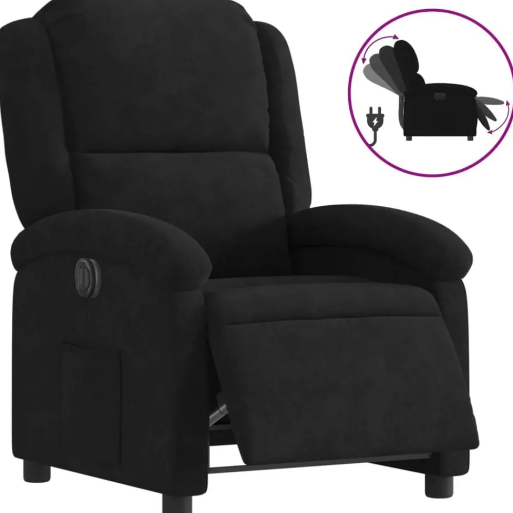 Stoelen*vidaXL Fauteuil verstelbaar elektrisch stof Zwart