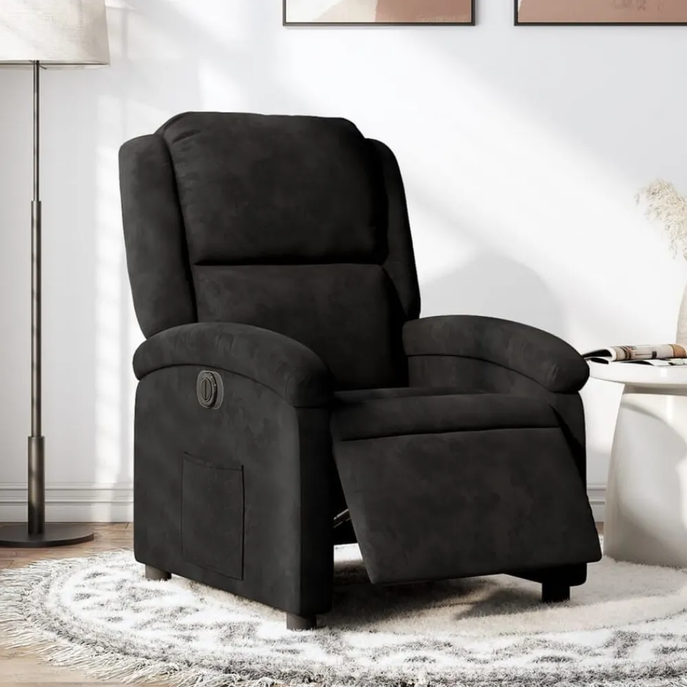 Stoelen*vidaXL Fauteuil verstelbaar elektrisch stof Zwart