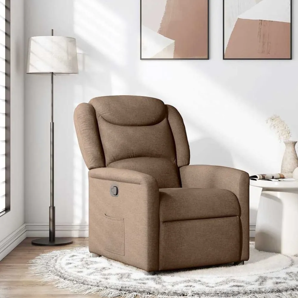Stoelen*vidaXL Fauteuil verstelbaar stof Bruin