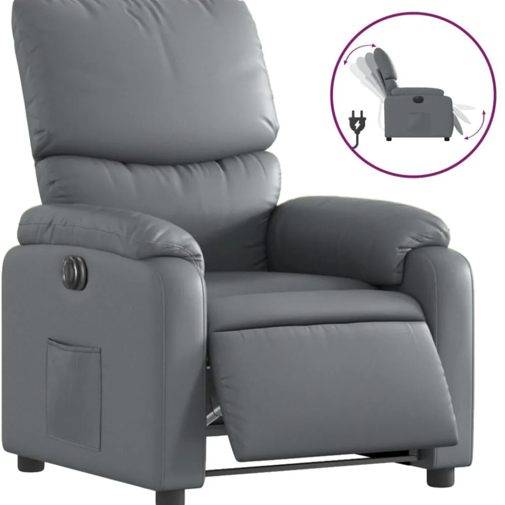 Stoelen*vidaXL Fauteuil verstelbaar elektrisch kunstleer Grijs