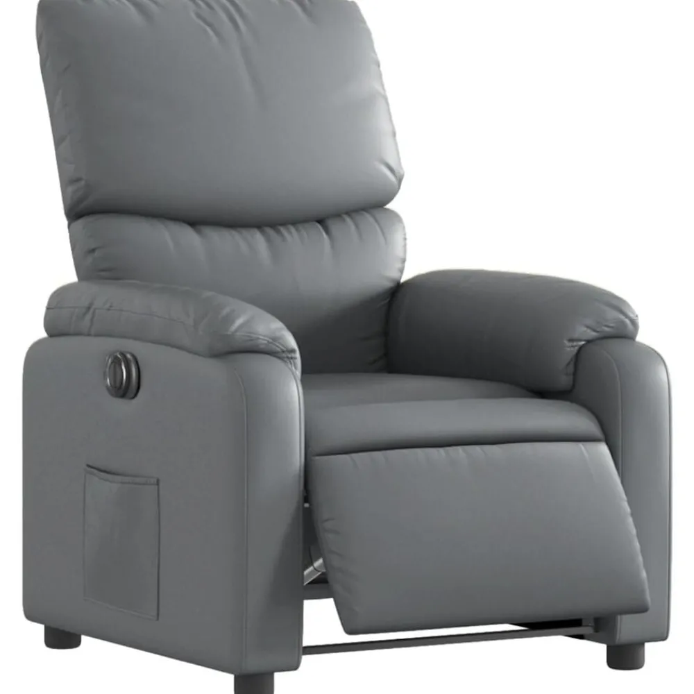 Stoelen*vidaXL Fauteuil verstelbaar elektrisch kunstleer Grijs