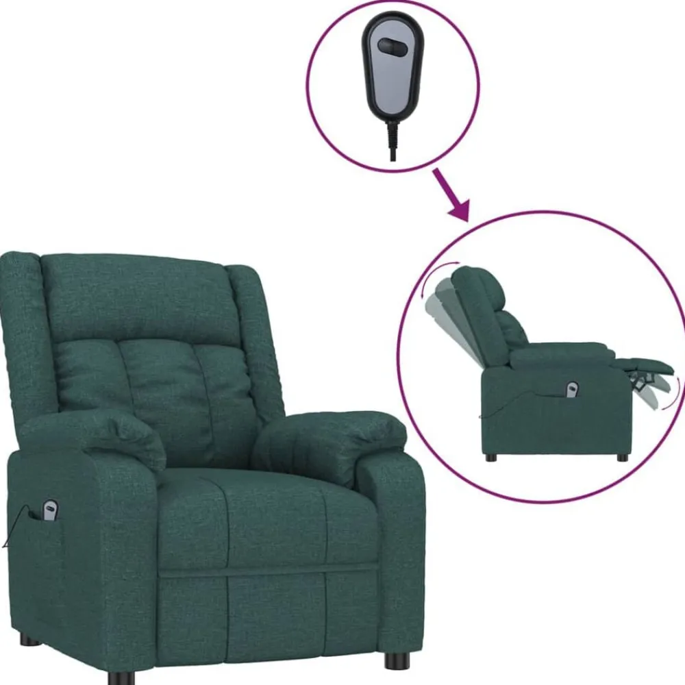 Stoelen*vidaXL Fauteuil verstelbaar elektrisch stof Donkergroen