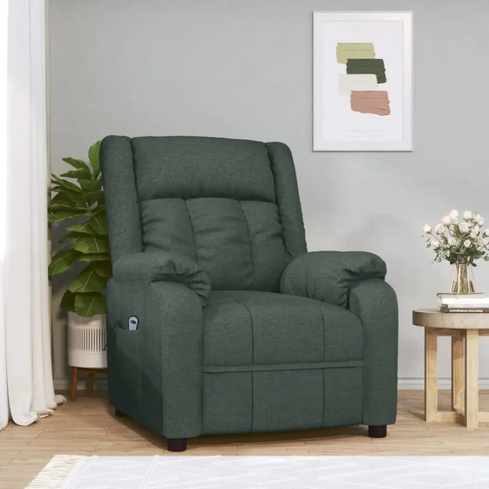 Stoelen*vidaXL Fauteuil verstelbaar elektrisch stof Donkergroen