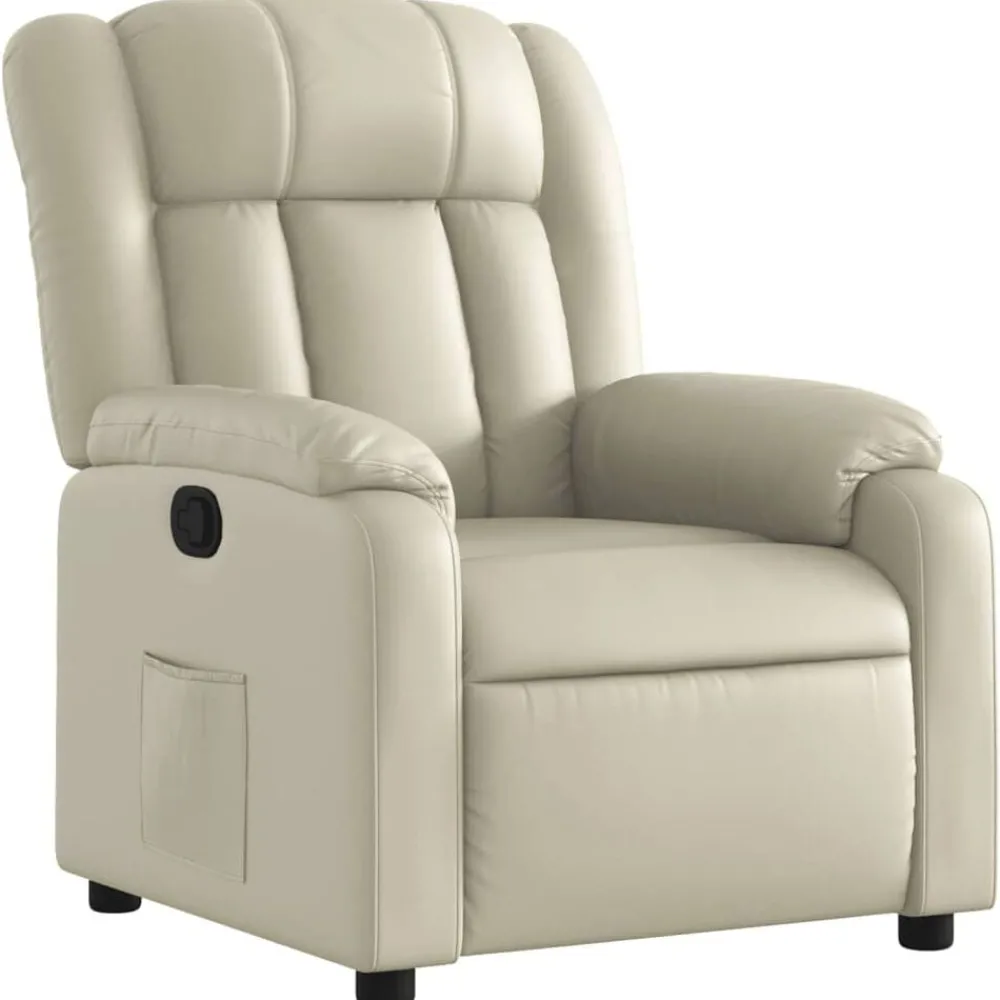 Fauteuil verstelbaar kunstleer crèmekleurig>vidaXL New