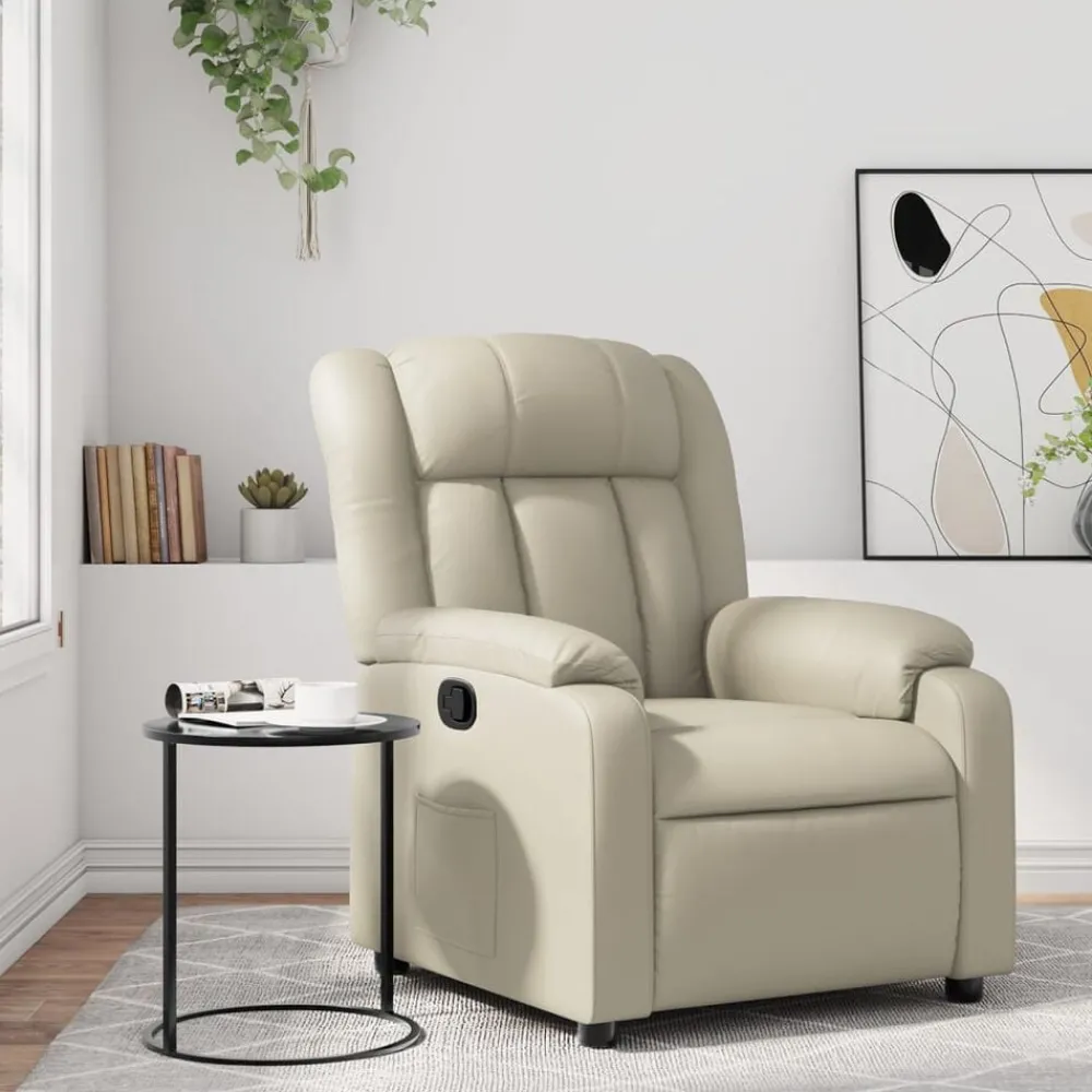 Fauteuil verstelbaar kunstleer crèmekleurig>vidaXL New