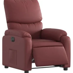 Stoelen*vidaXL Fauteuil verstelbaar elektrisch kunstleer Wijnrood