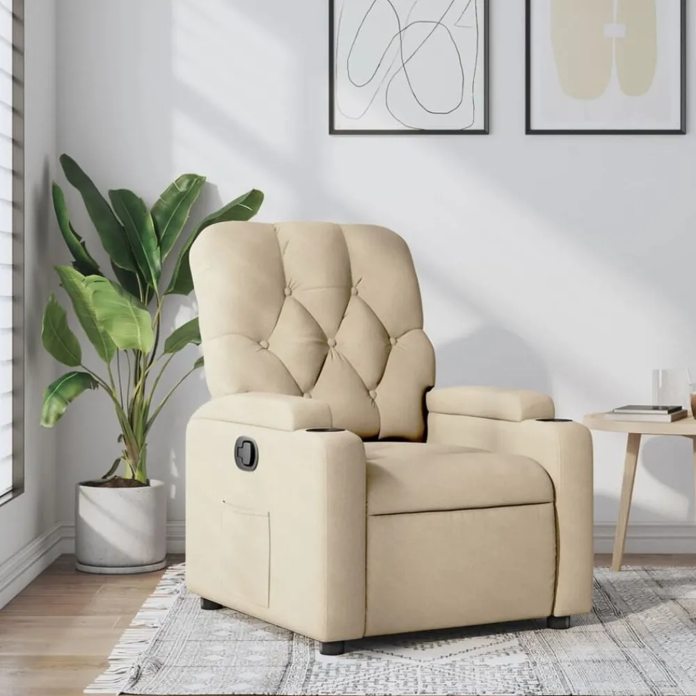 Stoelen*vidaXL Fauteuil verstelbaar stof crèmekleurig Crème