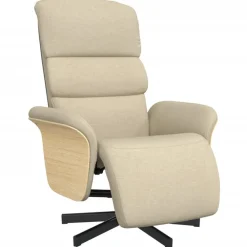 Stoelen*vidaXL Fauteuil verstelbaar met voetensteun stof crèmekleurig Crème