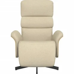 Stoelen*vidaXL Fauteuil verstelbaar met voetensteun stof crèmekleurig Crème