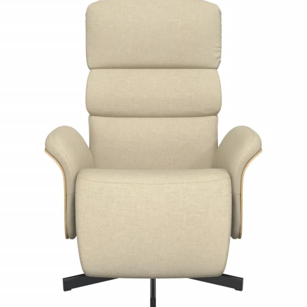 Stoelen*vidaXL Fauteuil verstelbaar met voetensteun stof crèmekleurig Crème