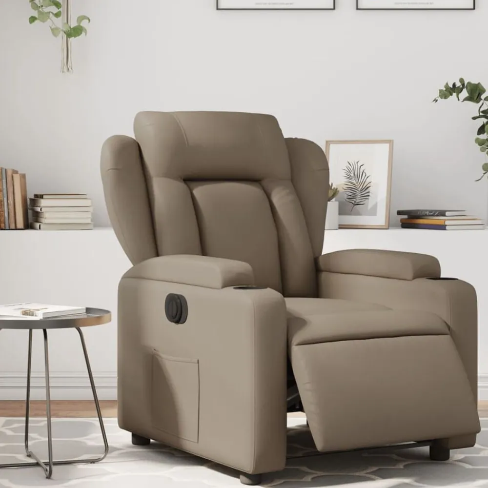 Stoelen*vidaXL Fauteuil verstelbaar elektrisch kunstleer kleurig Cappuccino