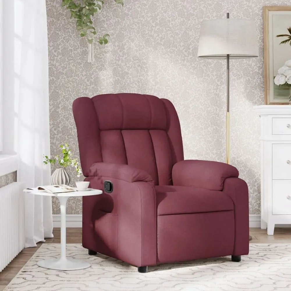 Stoelen*vidaXL Fauteuil verstelbaar stof Wijnrood