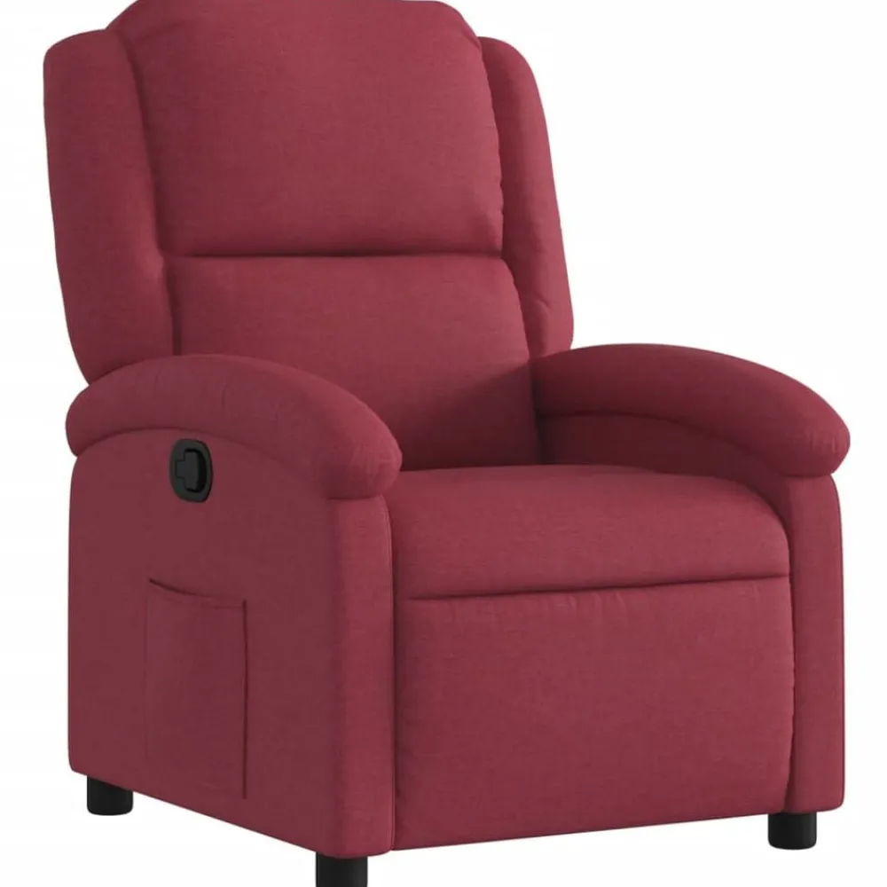 Stoelen*vidaXL Fauteuil verstelbaar stof Wijnrood