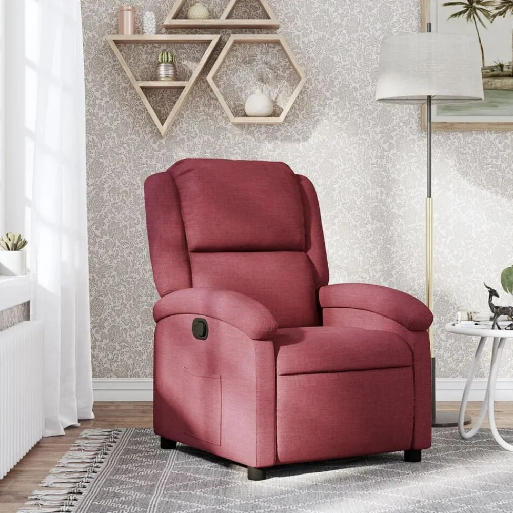 Stoelen*vidaXL Fauteuil verstelbaar stof Wijnrood