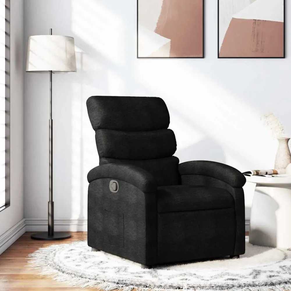 Stoelen*vidaXL Fauteuil verstelbaar stof Zwart