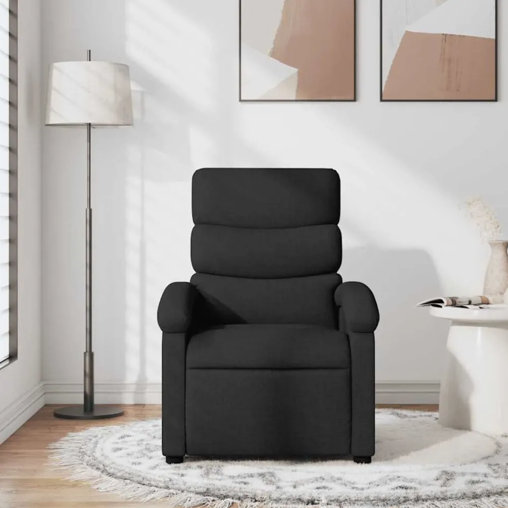 Stoelen*vidaXL Fauteuil verstelbaar stof Zwart