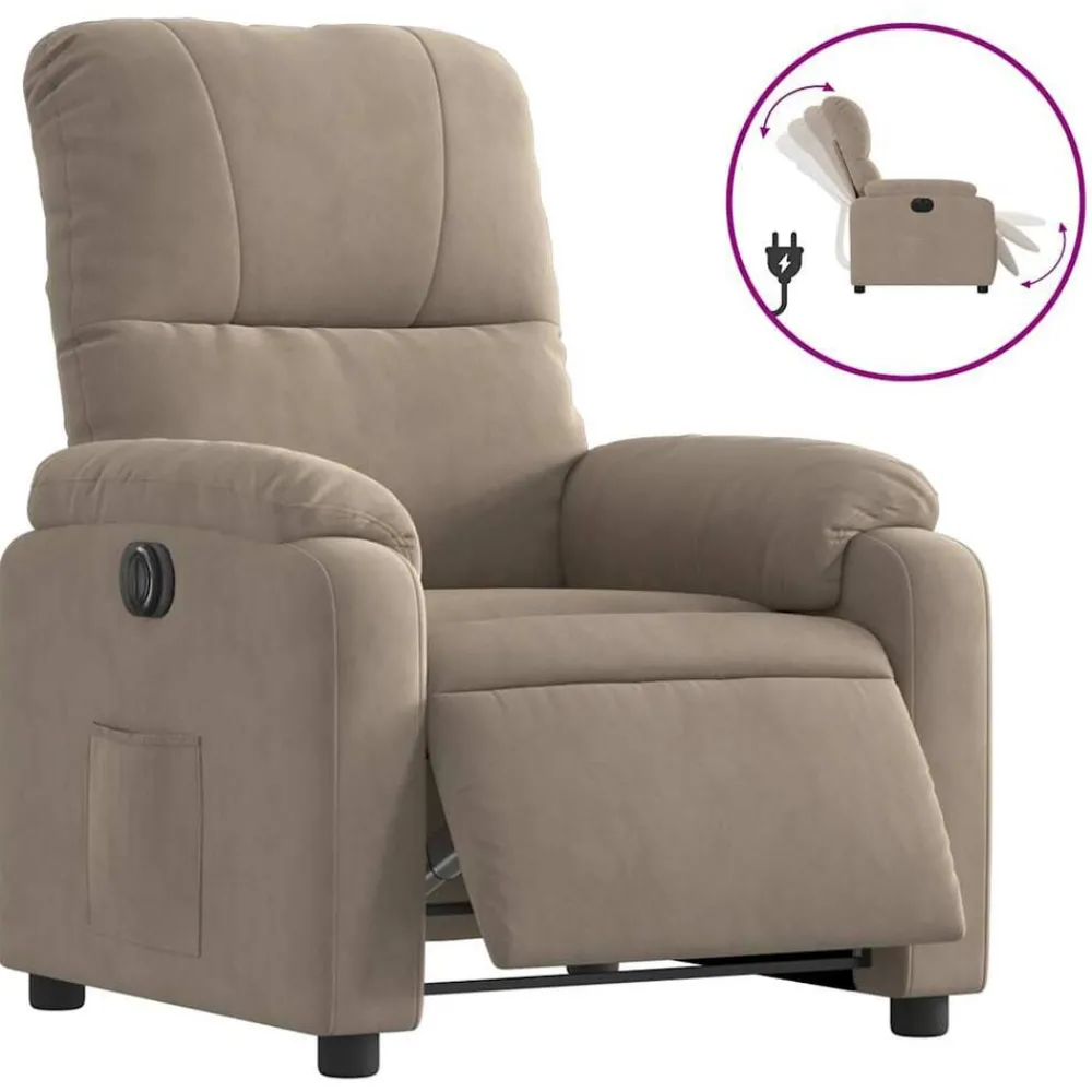Stoelen*vidaXL Fauteuil verstelbaar elektrisch microvezelstof Taupe