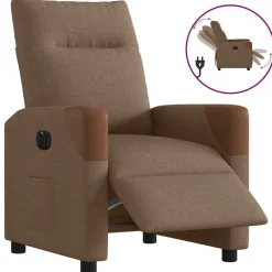 Stoelen*vidaXL Fauteuil verstelbaar elektrisch stof Bruin