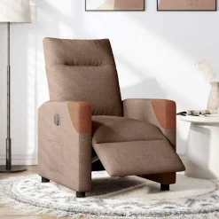 Stoelen*vidaXL Fauteuil verstelbaar elektrisch stof Bruin