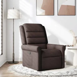 Stoelen*vidaXL Fauteuil verstelbaar stof Donkerbruin